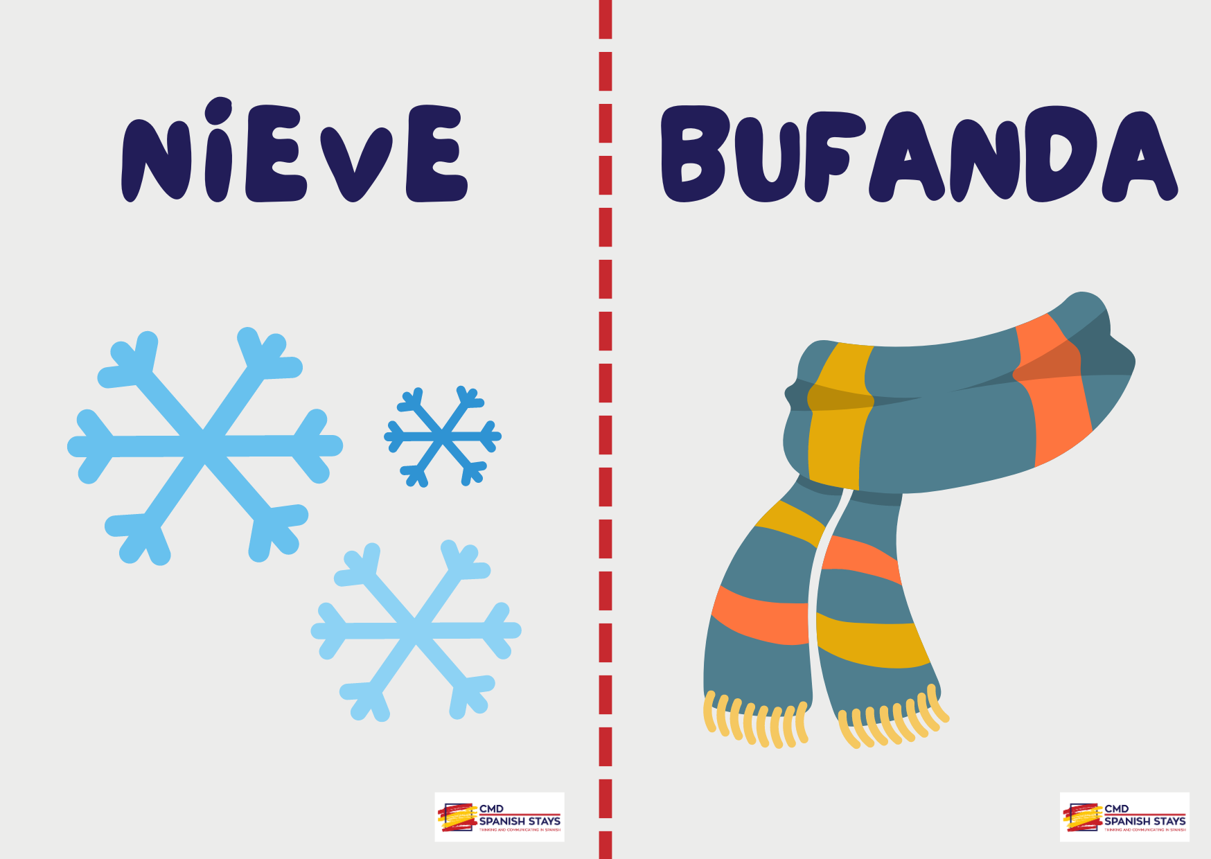 Download free Spanish teaching resources flashcards invierno