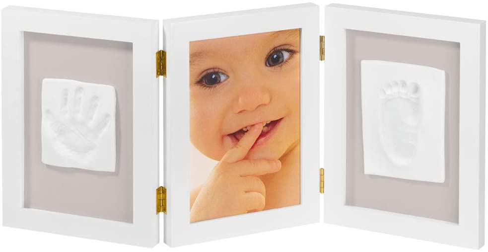 My Sweet Memories ES Photo Frame + 2 Baby Print - Marco triple para foto y 2 huellas de bebé, color blanco
