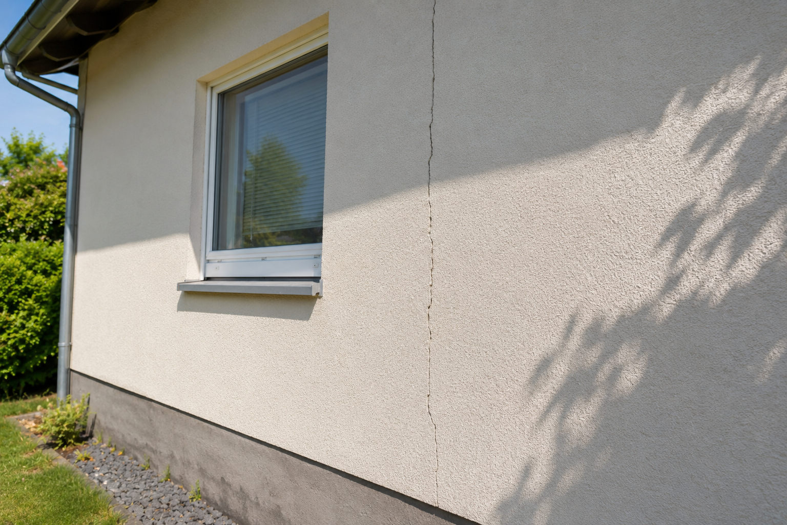 Riss in der sonnigen Hausfassade