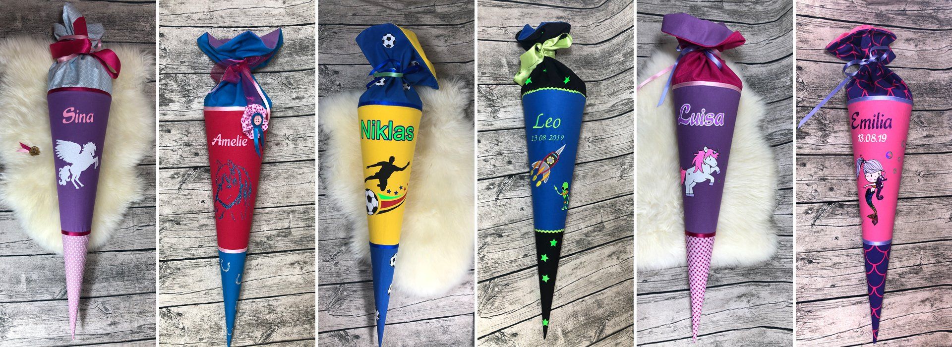 Schultüte aus Stoff, Zuckertüte, bunt und einzigartig