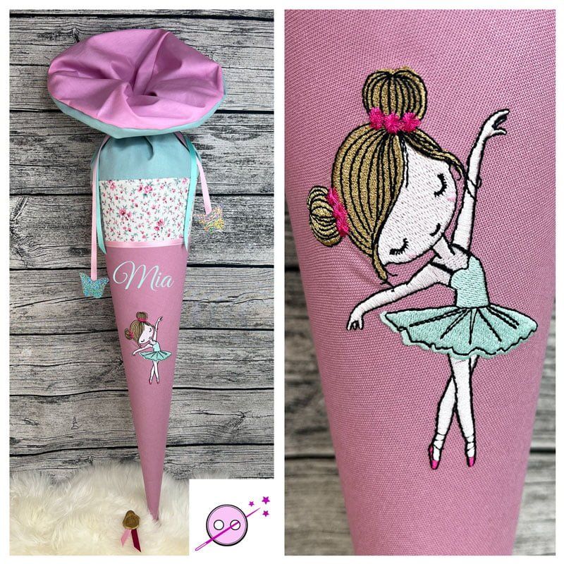 Ballerina Schultüte in pastell Tönen, Zuckerüte aus Stoff