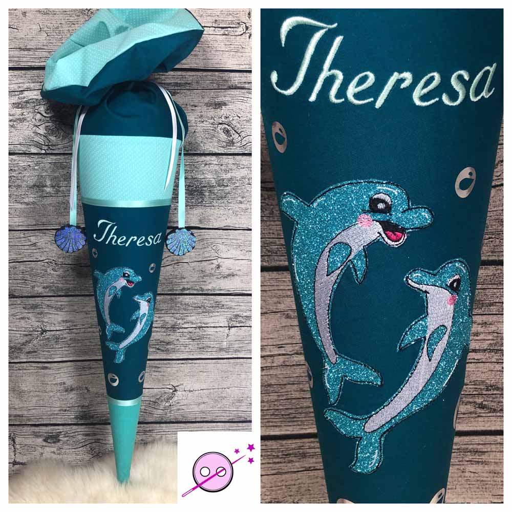 Delfin Schultüte, Delphin Zuckertüte, Schultüte mit Namen