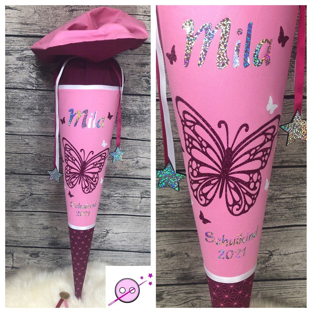 Glitzer Schultüte mit tollem Schmetterling Motiv
