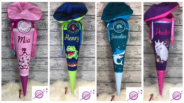 Außergewöhnliche Schultüten Schultüte, Zuckertüten aus Stoff, Stoffschultüte, außergewöhnliche Schultüten, Schultüten mit Namen,