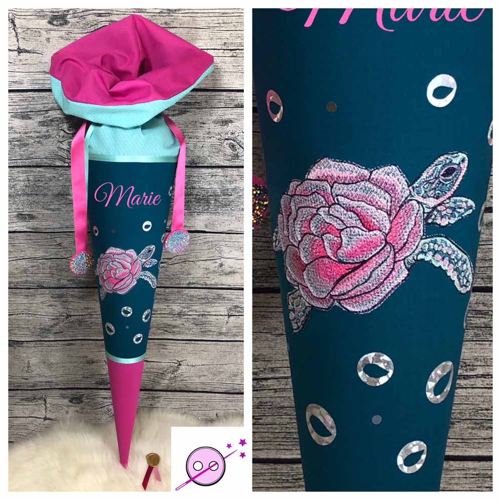 Schildkröten Schultüte mit Rosenpanzer, besondere Schultüte, seltene Schultüte, außergewöhnliche Zuckertüte