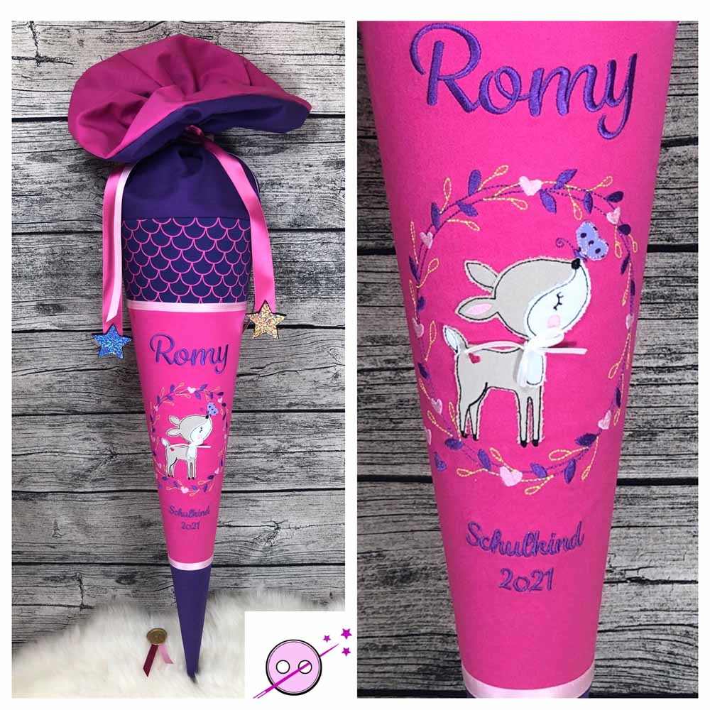 Rehkitz Schultüte, Reh Zuckertüte, Einschulungsfest, Schultüen, Zucktüten