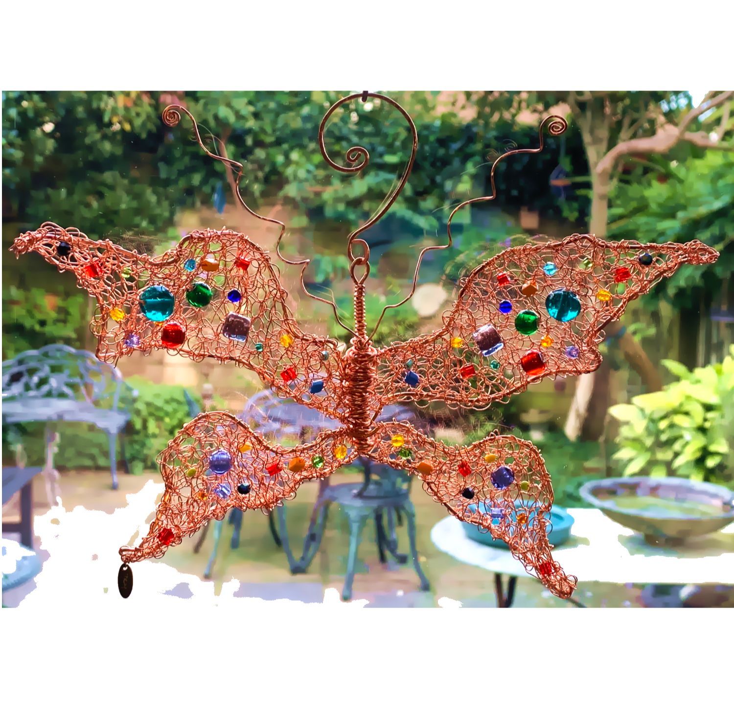 Copper Sculpture Plant Support by Prize Winning Wildlife Artist Troy Ohlson