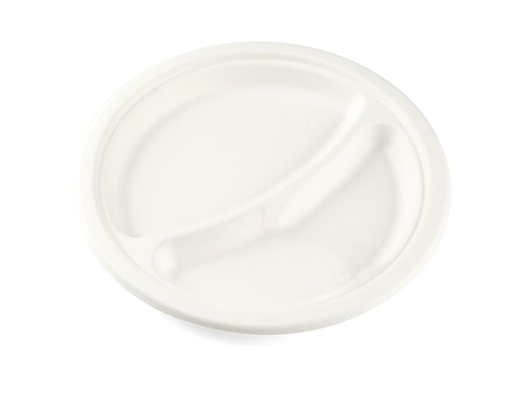 Bagasse Teller 22cm 2-geteilt Bagasse Teller 22cm 2-geteilt