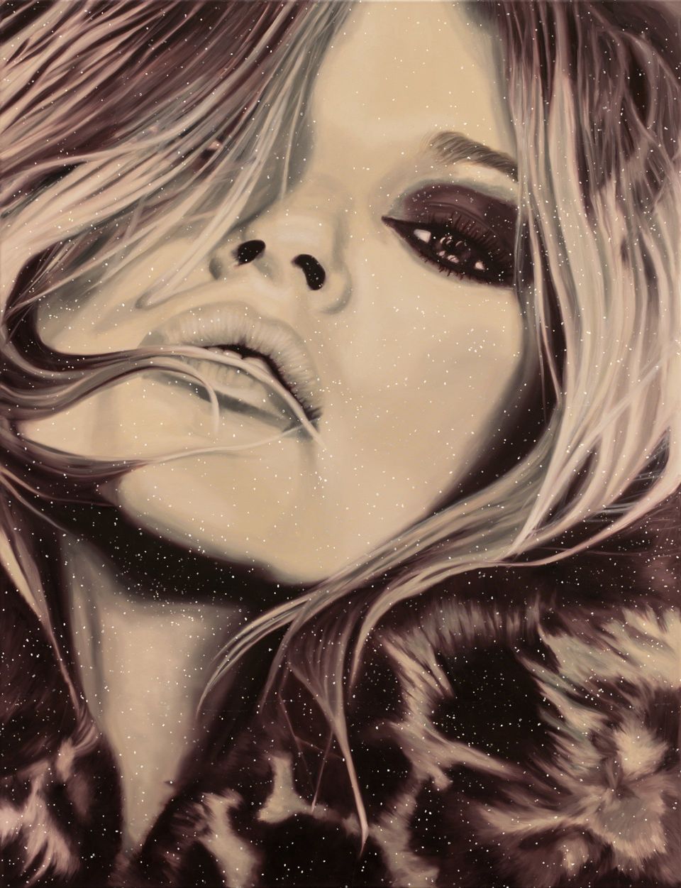 Kate Moss mit Swarowski Kristallen Kate Moss Swarowski Steine Contemporary Art Galerie Köln