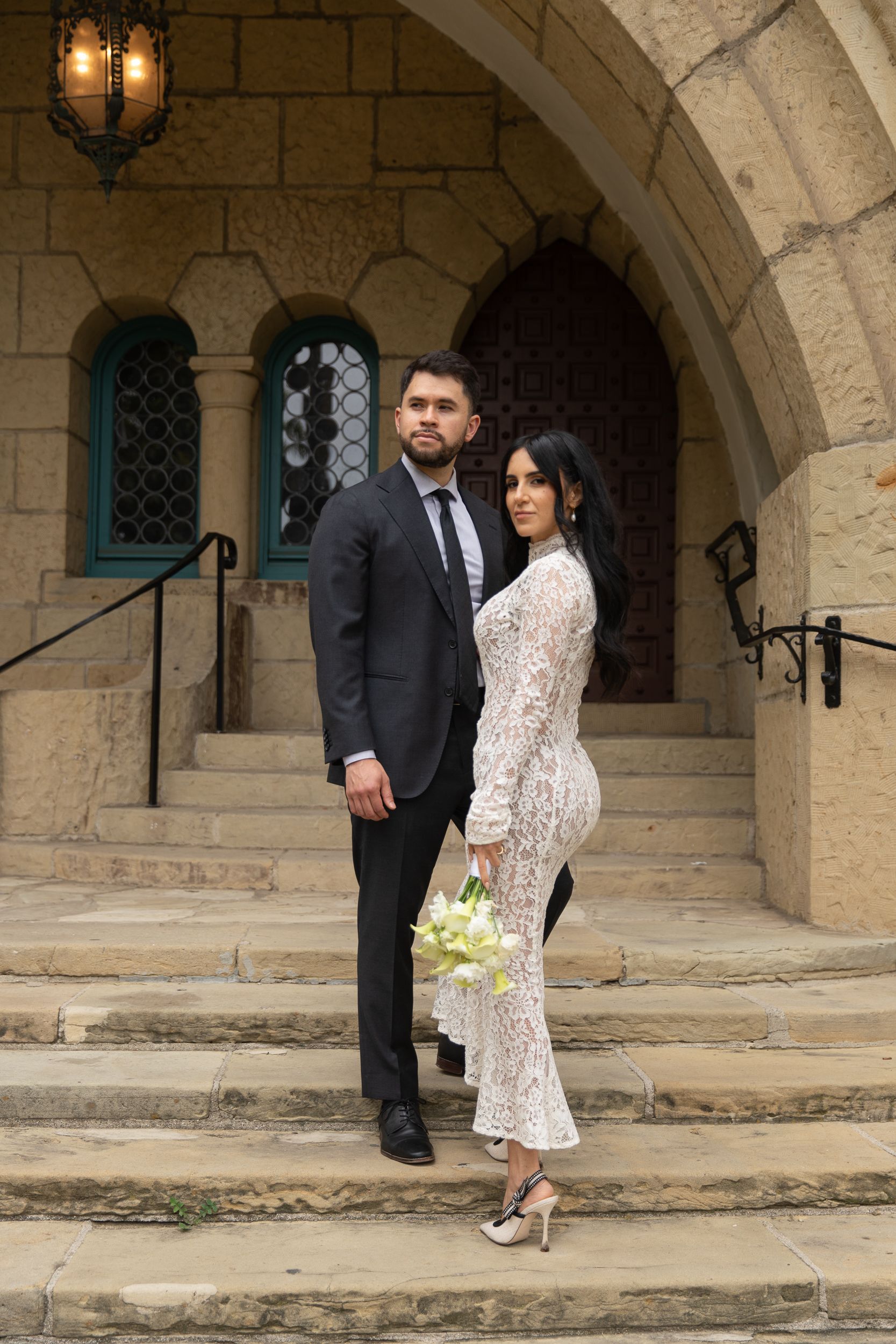 Alfredo & Saman elopement captured by wedding photo and video team, POP Media LA, at the Santa Barbara Courthouse in Santa Barbara, California.