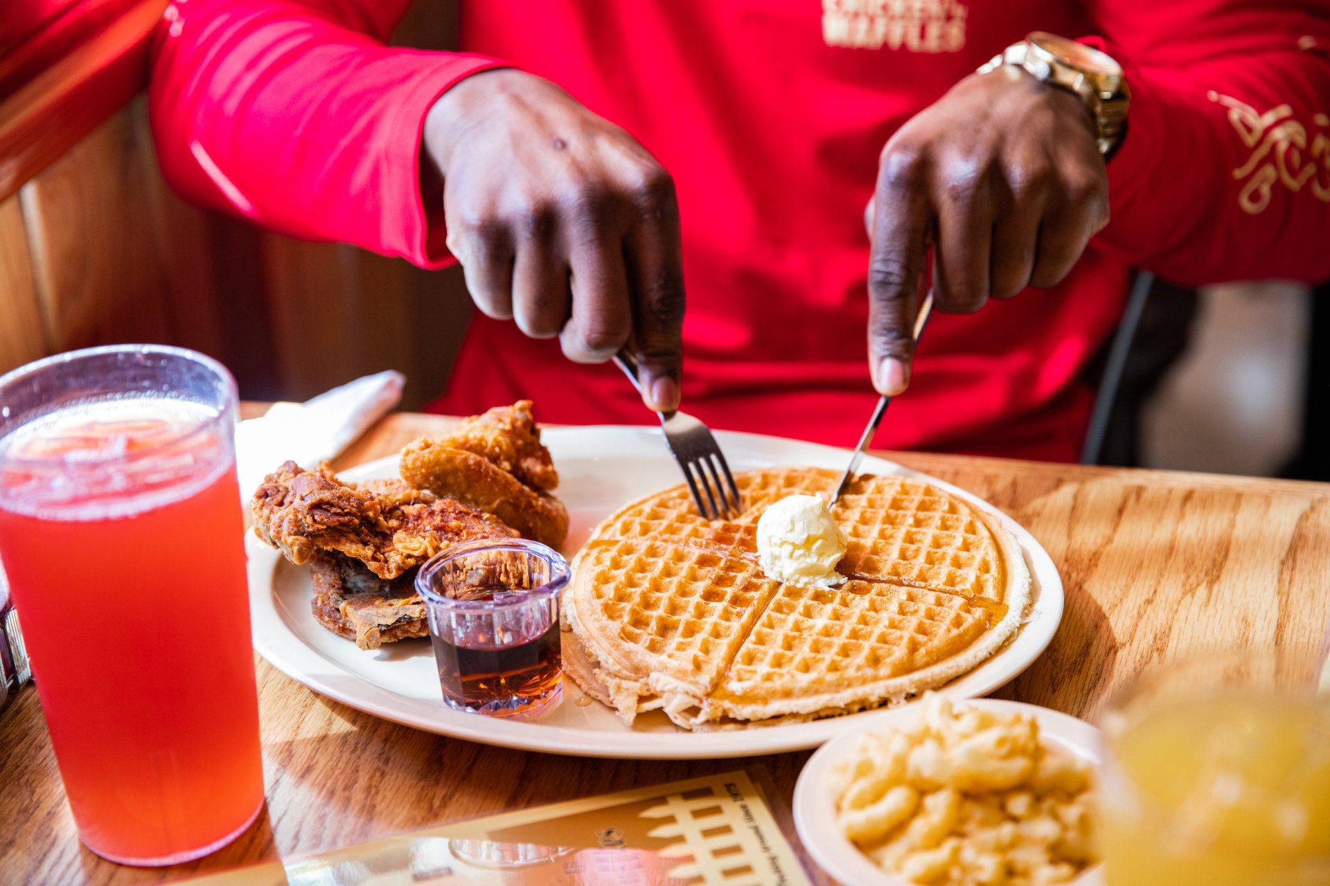 Restaurant branding shoot for Roscoe's Chicken and Waffles, shot by Los Angeles media team, POP Media LA.