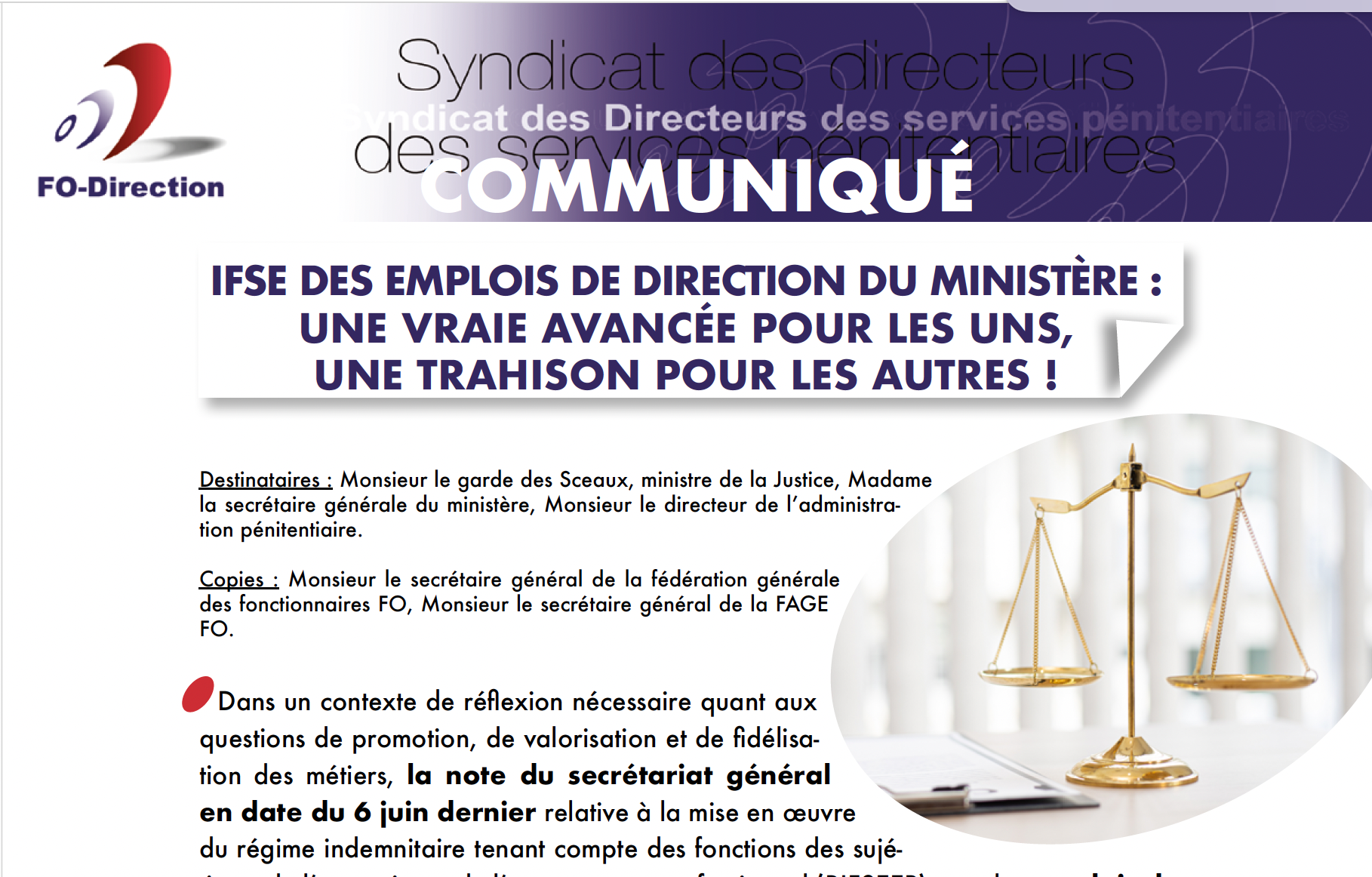 EMPLOIS DE DIRECTION DU MINISTÈRE DE LA JUSTICE EMPLOIS DE DIRECTION DU MINISTÈRE DE LA JUSTICE