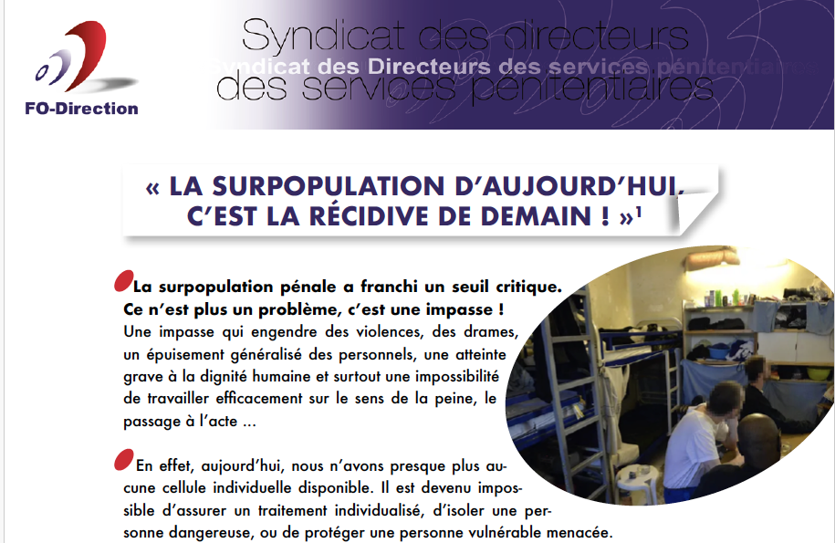 SURPOPULATION ET RÉCIDIVE SURPOPULATION ET RÉCIDIVE