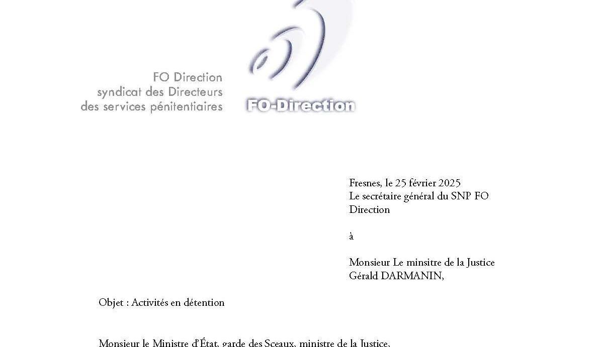 ACTIVITES EN DETENTION ACTIVITES EN DETENTION