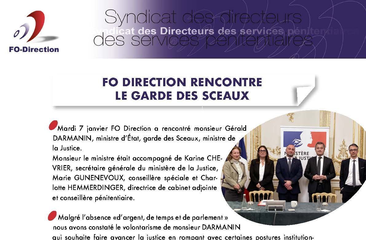 RENCONTRE AVEC LE GARDE DES SCEAUX RENCONTRE AVEC LE GARDE DES SCEAUX