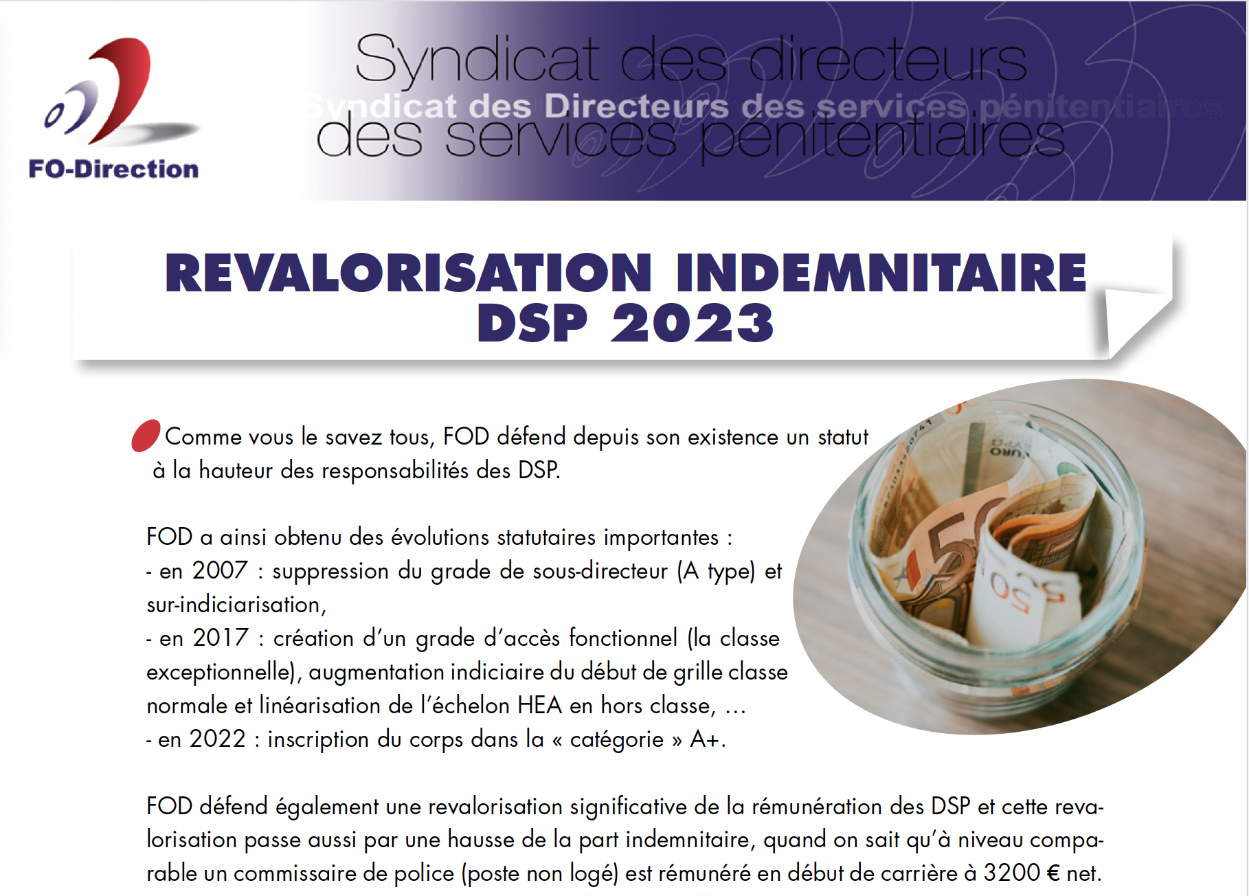 revalorisation indemnitaire DSP 2023