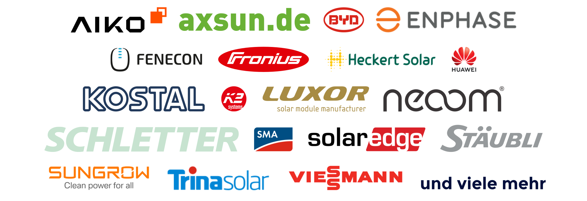 Die Logos unserer Hersteller Logos unserer Photovoltaik-Komponenten Hersteller