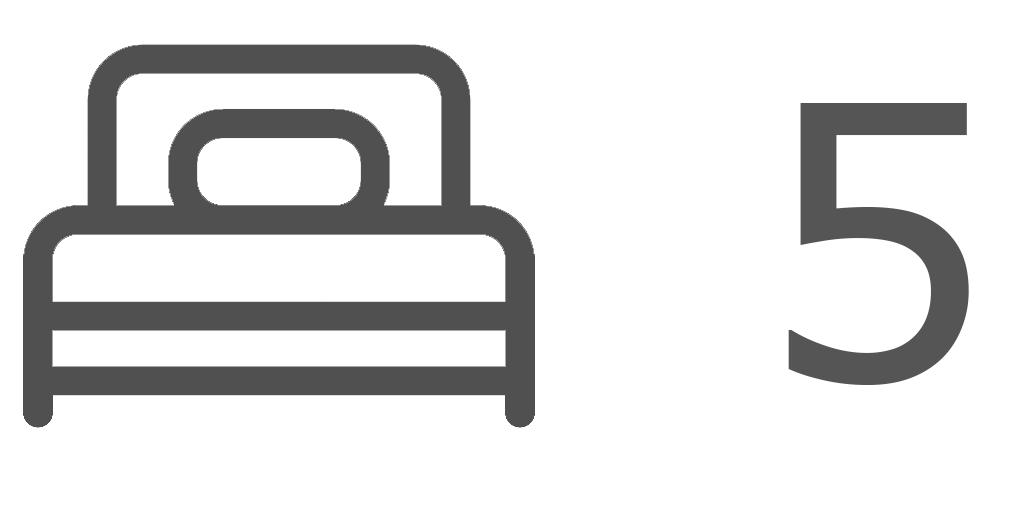 1 cama doble, 4 camas individuales 1 cama doble, 4 camas individuales