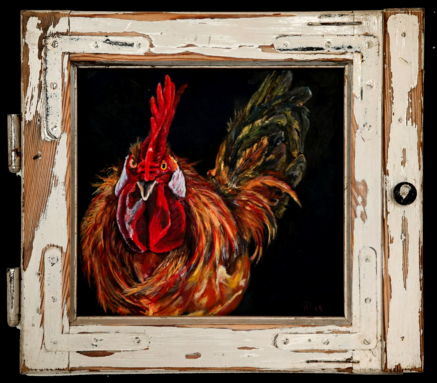 Der Hahn wacht über seinen Hof.