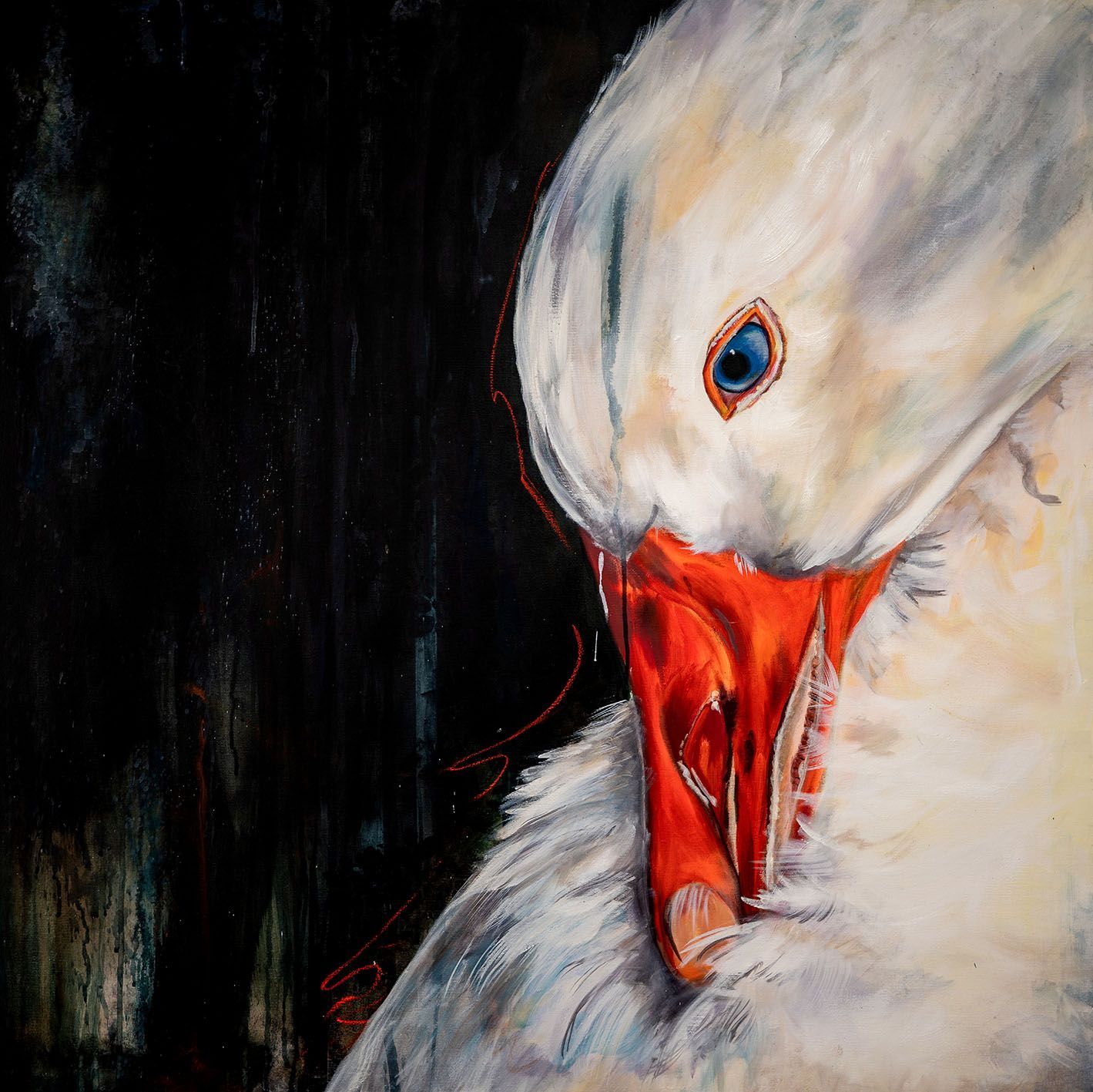 Gans, Gemälde Acryl auf Leinwand von Danilea Heinki