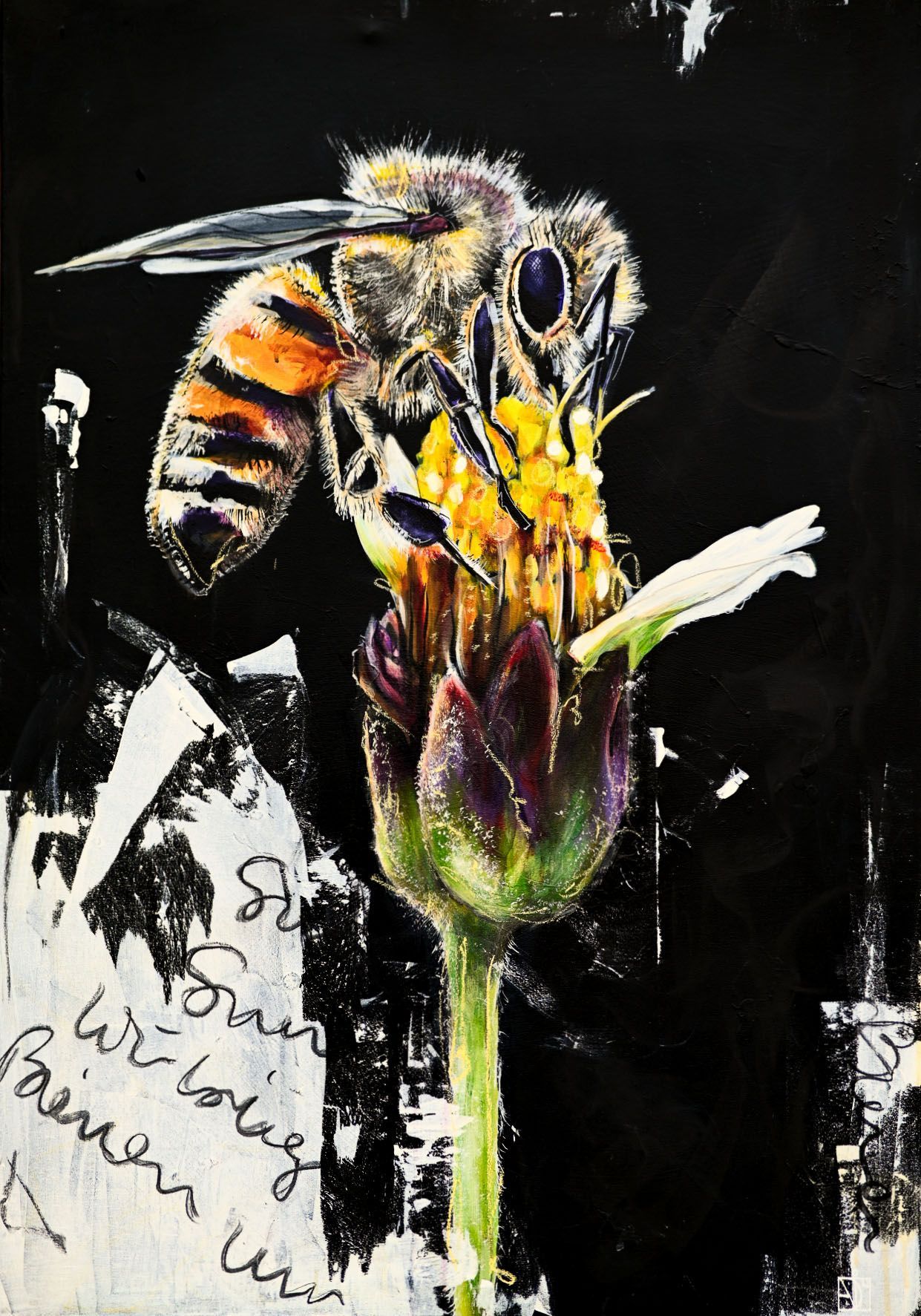 Biene beim Honig sammeln: zart und unermüdlich.