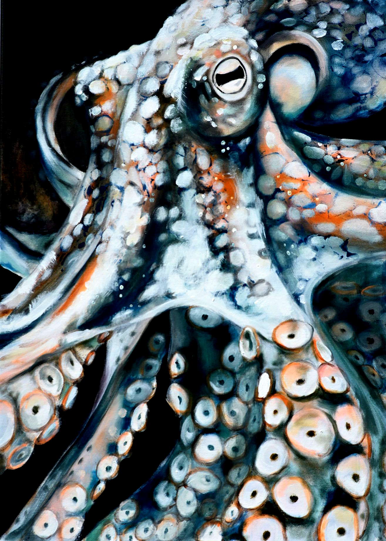 Ich male Kraken, weil er mich herausfordert: in Form, Struktur und Ausdruck.