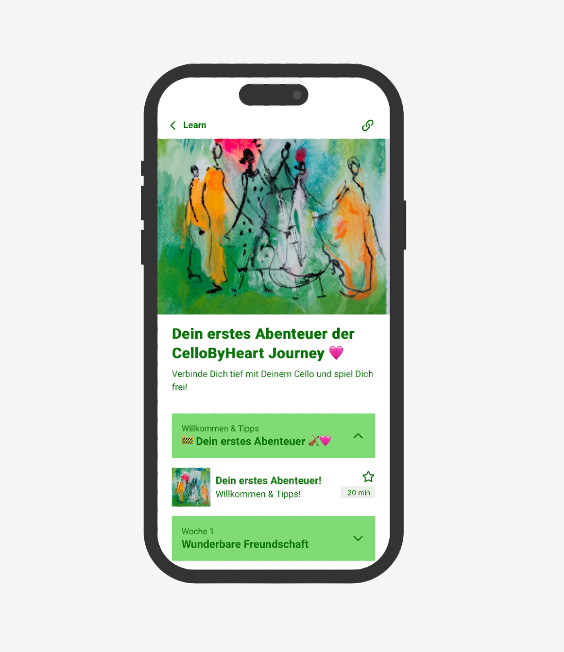 CelloByHeart App mit Videokursen zum Cello und Improvisieren lernen im eigenen Tempo für erwachsene Anfänger*innen, Cellist*innen und Cellolehrer*innen.