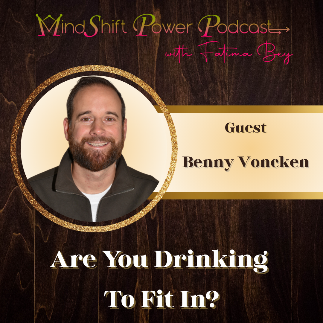 MindShift Power Podcast cover featuring guest Benny Voncken smiling with a beard inside a gold circular frame against a dark wood background. Episode title reads