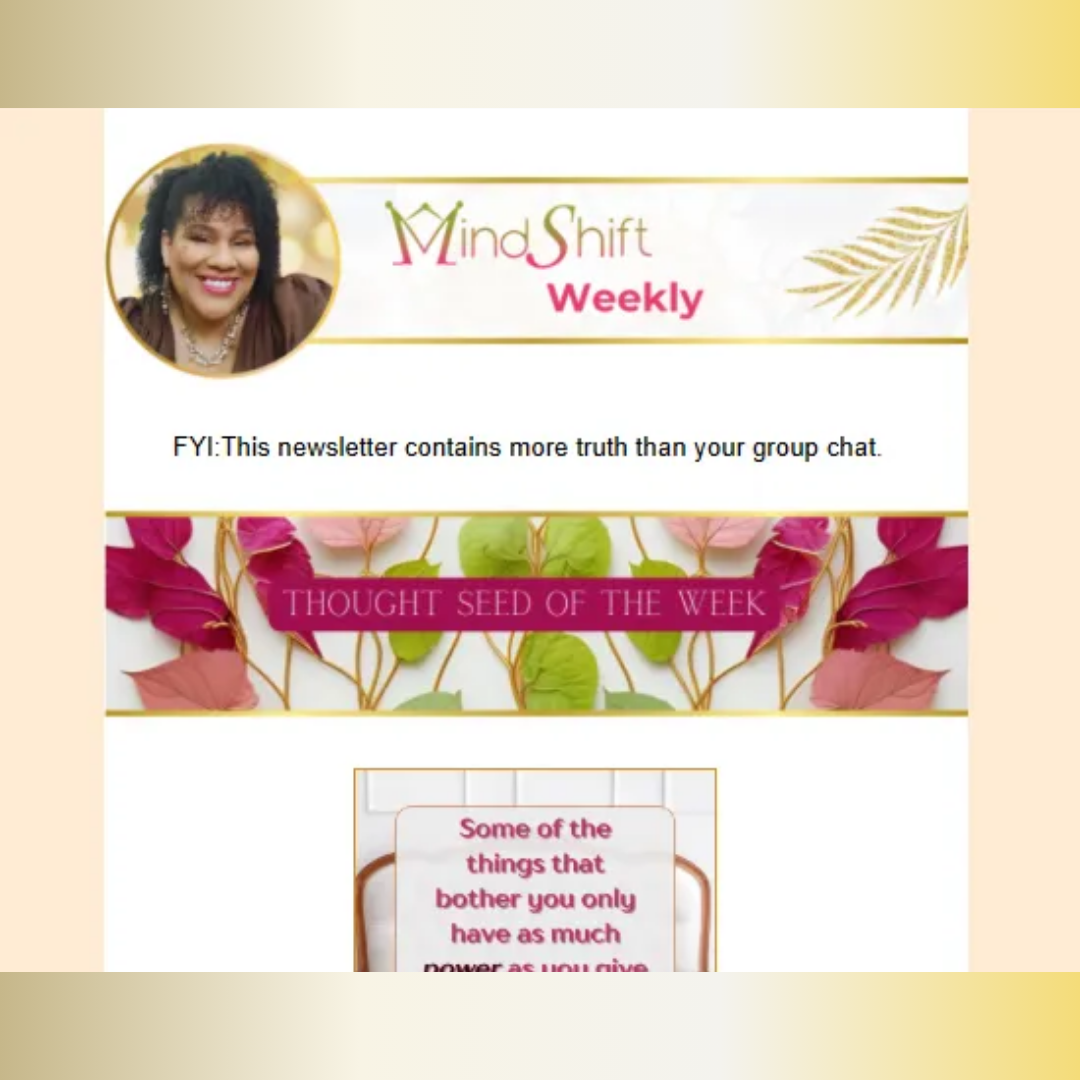 MindShift Weekly by Fatima Bey The MindShifter featuring sharp mindset commentary, thought leadership insights, emotional intelligence, personal growth, and self-awareness designed for high-performing leaders and deep thinkers.