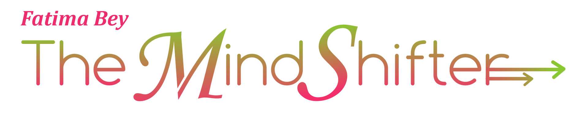 Fatima Bey The MindShifter logo, multicolored text with arrow.