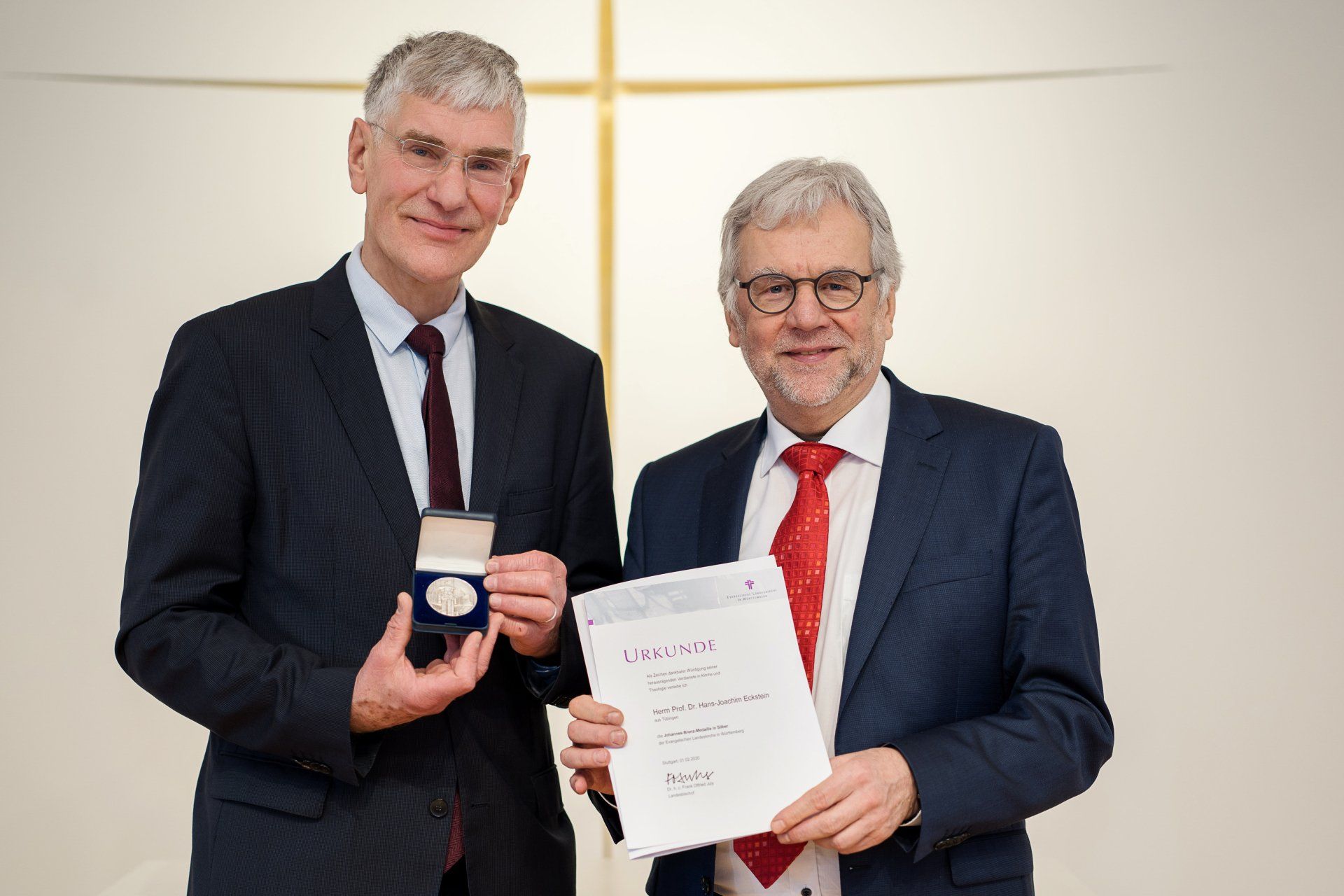 silberne Brenz-Medaille, Verleihung 2020, Prof. Dr. Eckstein, Prälat Ulrich Mack, #hansjoachimeckstein, #ecksteinhansjoachim, #ecksteinproduction