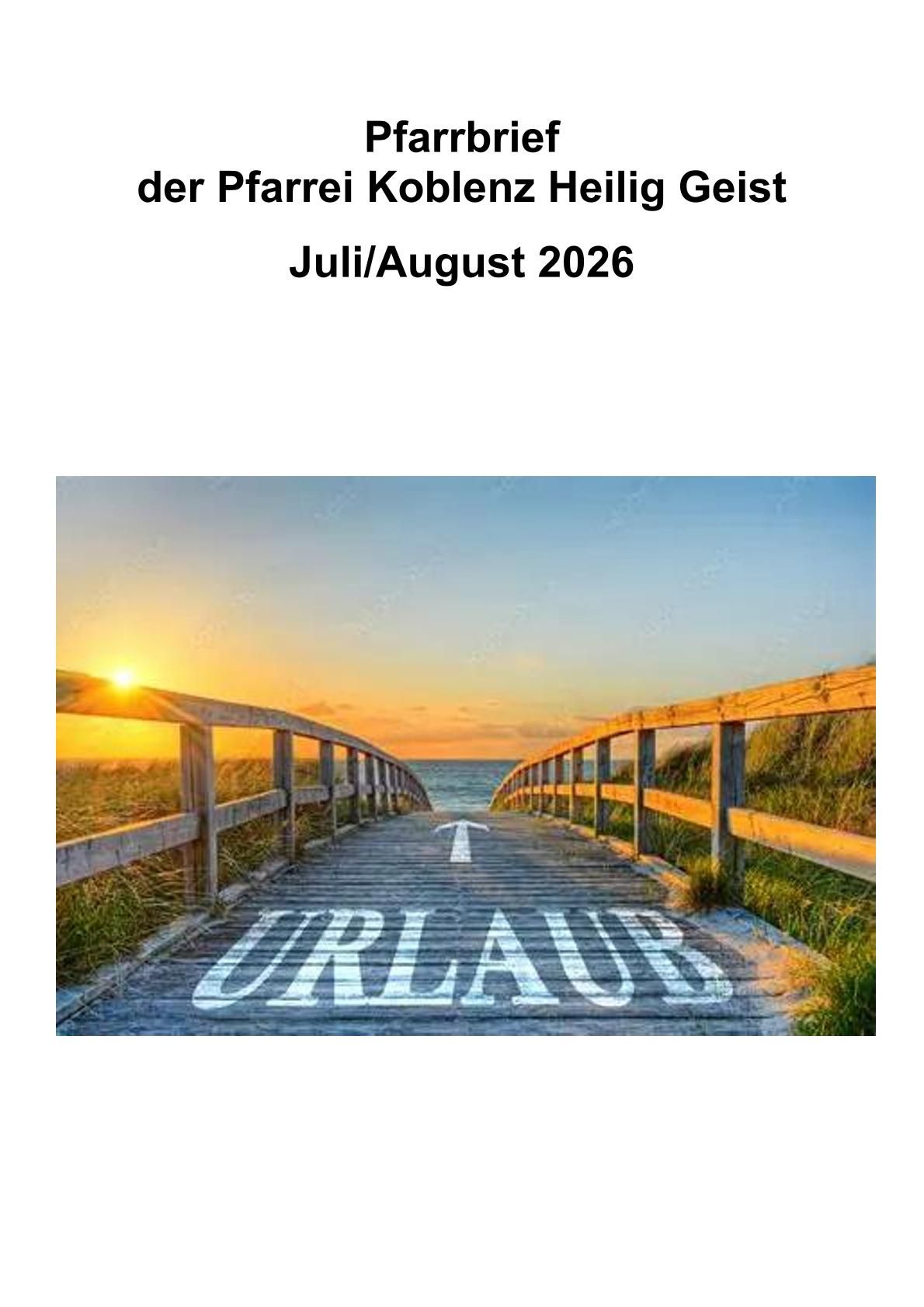 Pfarrbrief Juli-August 2026