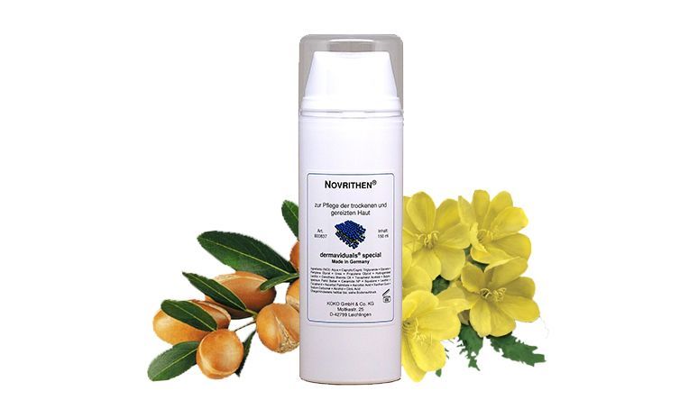 Novrithen® mit DMS ist eine Pflegecreme, die für besonders empfindliche Haut entwickelt wurde. Die Creme gleicht Störungen der Hautbarriere aus. Darüber hinaus wirkt die Creme unterstützend bei Mangelzuständen, die auf ein Defizit an essenziellen Fettsäuren zurückzuführen sind. Novrithen