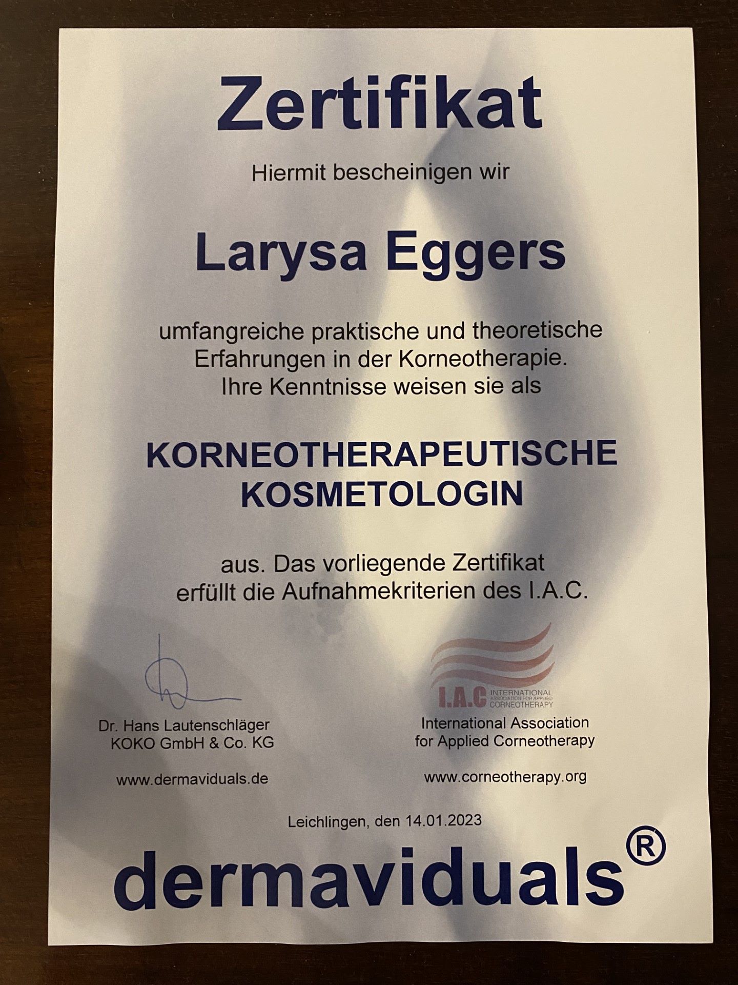 Zertifikat dermaviduals