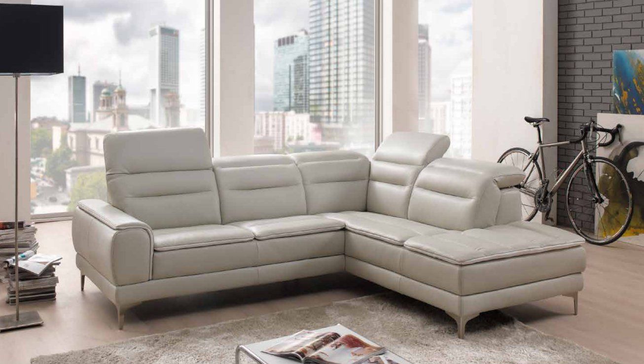 canapé angle relaxation cuir gris lemon