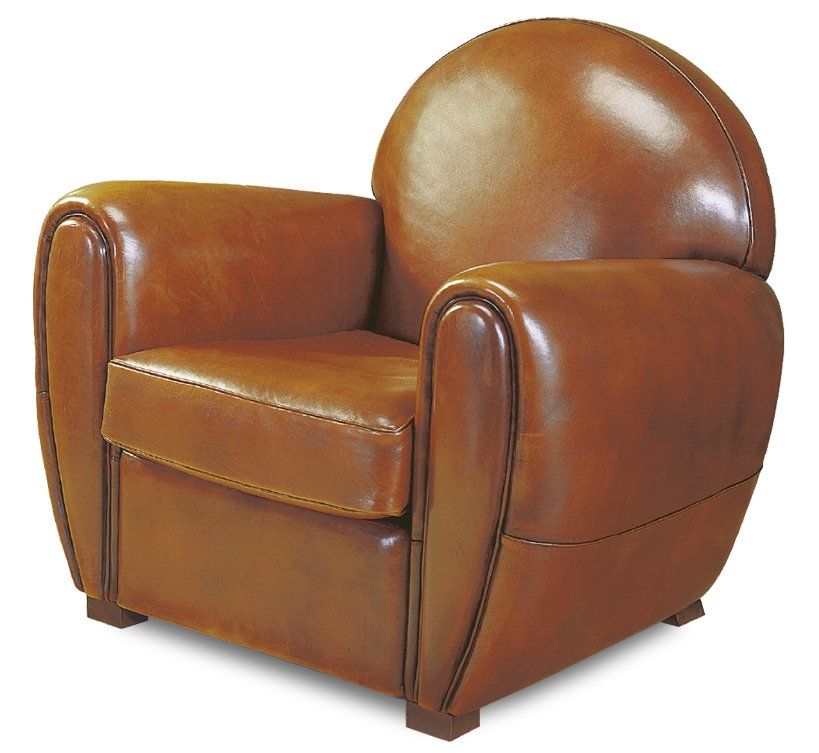 Fauteuil club cuir marron