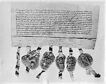 Die erste Aktien war nicht grün. Bild zeigt erste die Aktie überhaupt von einer im Juni 1288 erstmals urkundlich erwähnten schwedischen Kupfermine