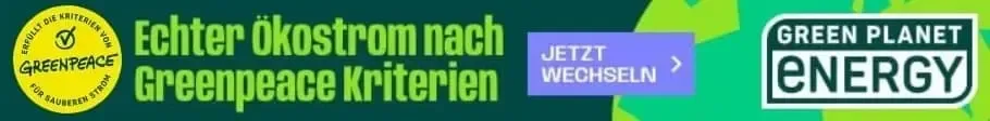 Werbung für Green Planet Energy auf Fingreen.de Deutschlands grünes Finanzportal