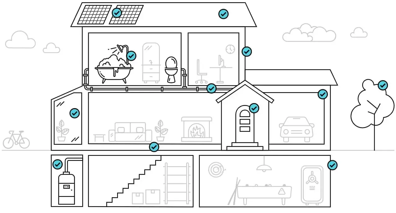 Das Bild eines Hauses über alle Etagen symbolisiert die Wohngebäudeversicherung.