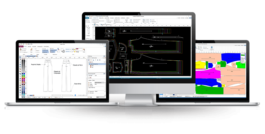 Software, Diseño, Patrones, Marcadas, Ficha Técnica, 3D, CMR, graduación y generación de marcadas, sistema de importación de archivos, Lectra, Gerber, Investronica, DXF, AAMA, ASTM, ISO, CUT, PLT, HPGL, Audaces Sistemas