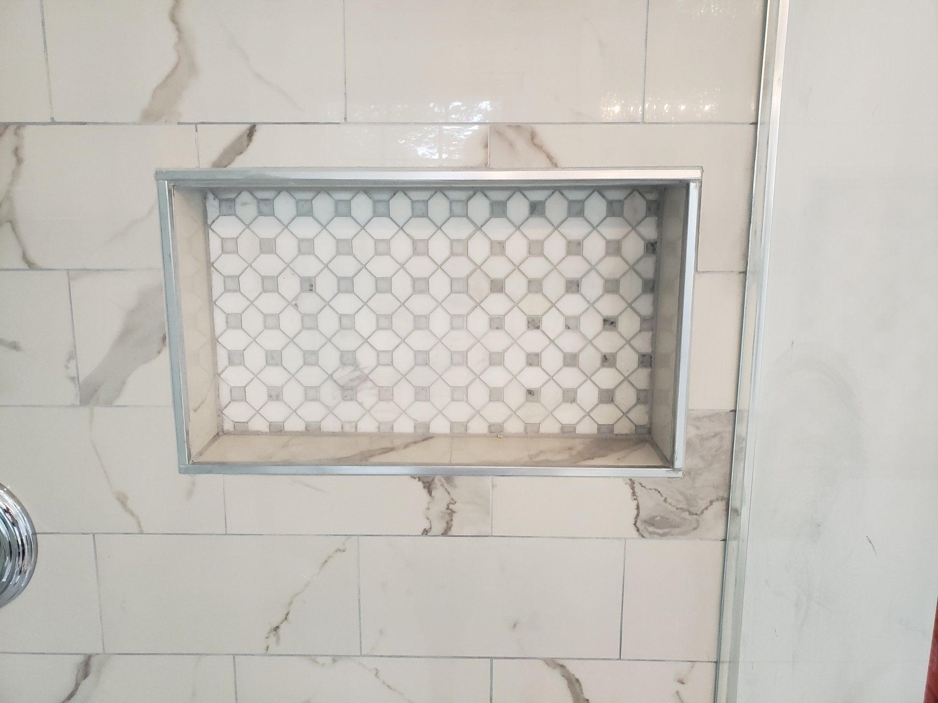 Shower niche in bathroom remodel in jenkintown