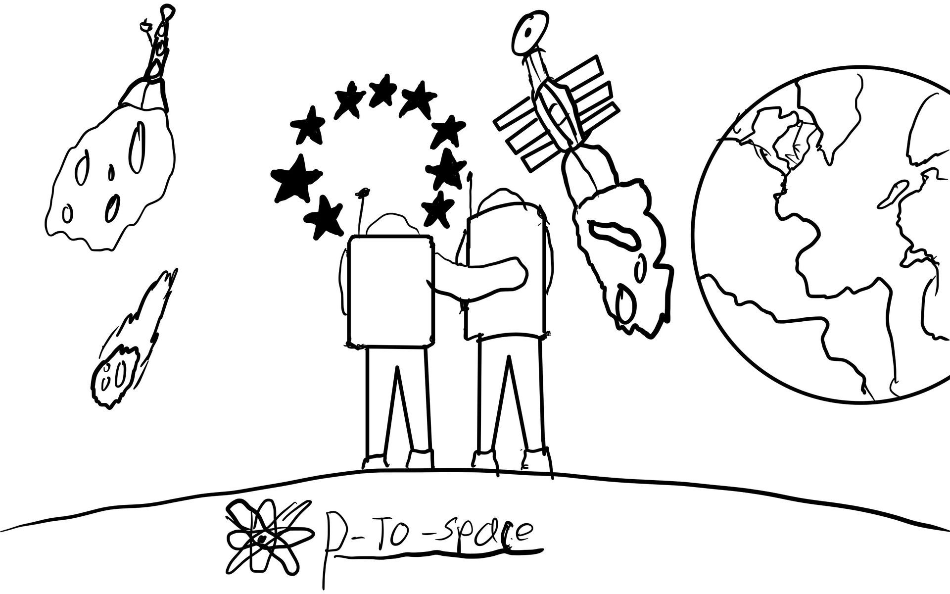 Zeichnung asteroid mining