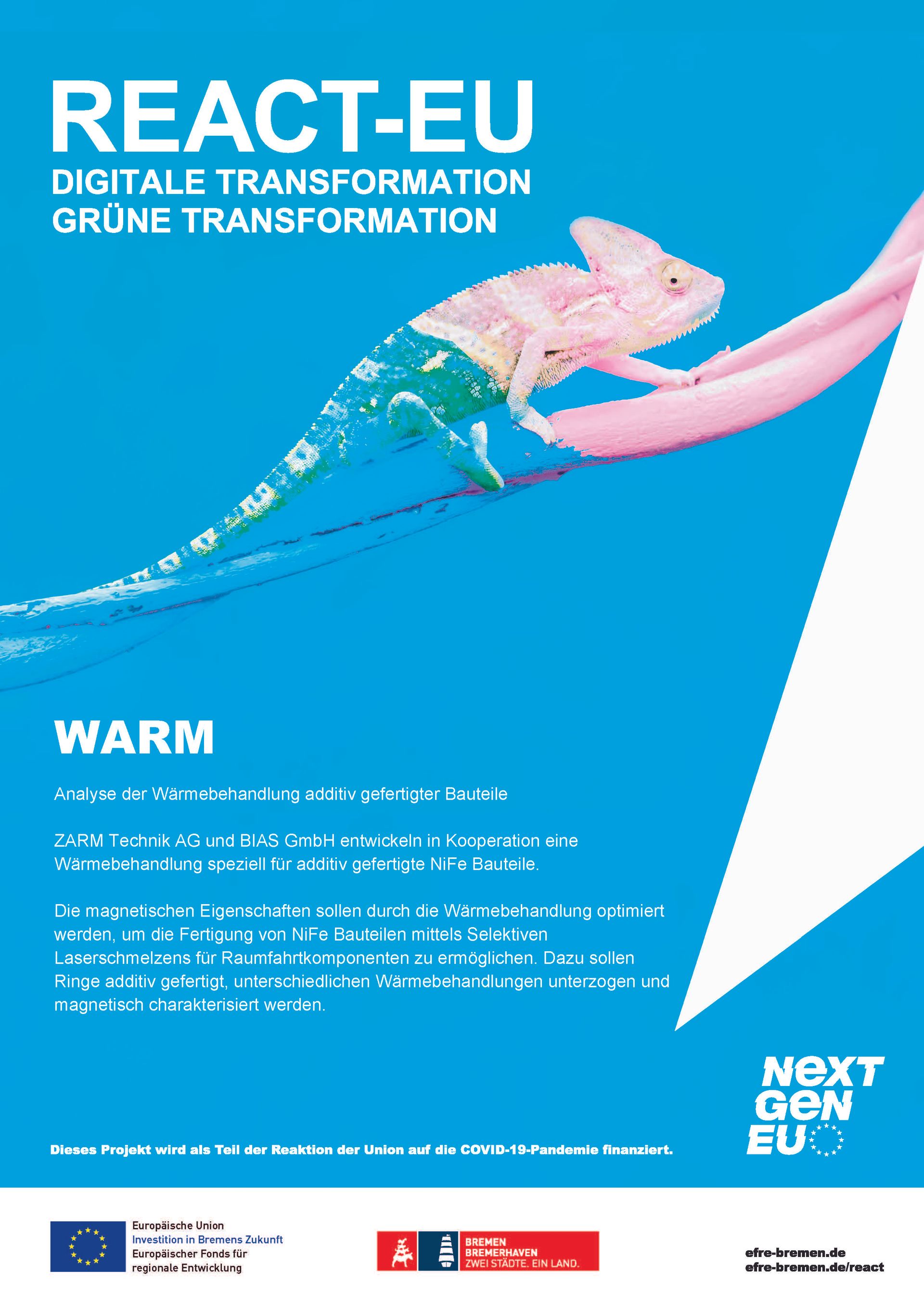 Post zum Projekt WARM - Analyse der Wärmebehandlung additiv gefertigter Bauteile mit einer Gecko und Infotexten