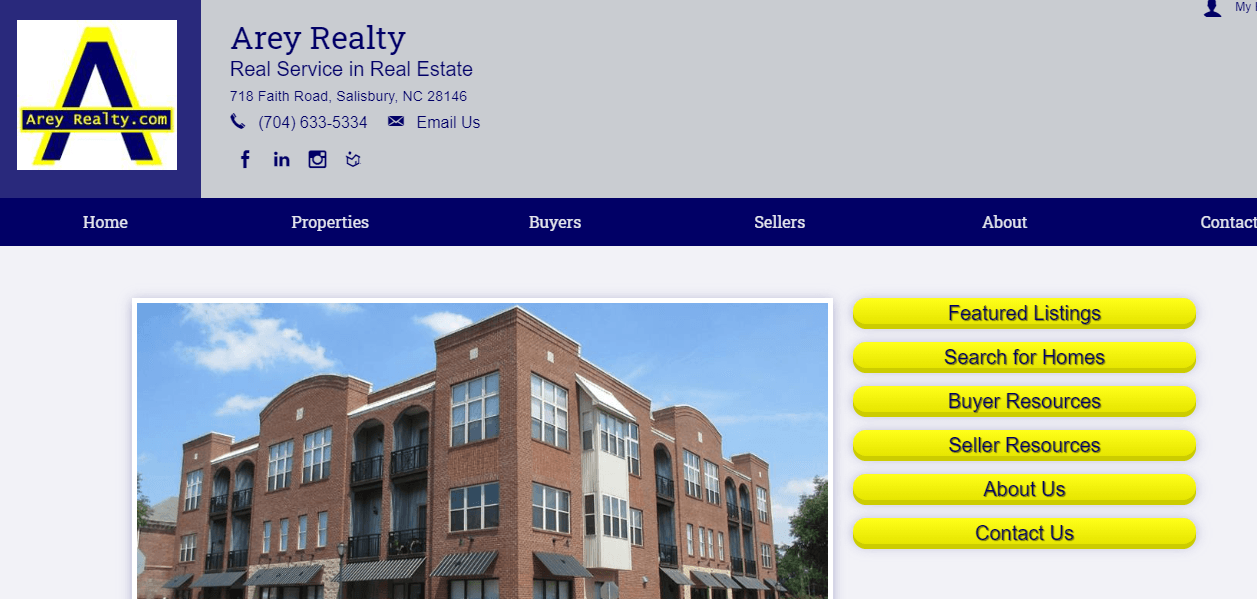 Arey Realty website design by JMB Designs, LLC
