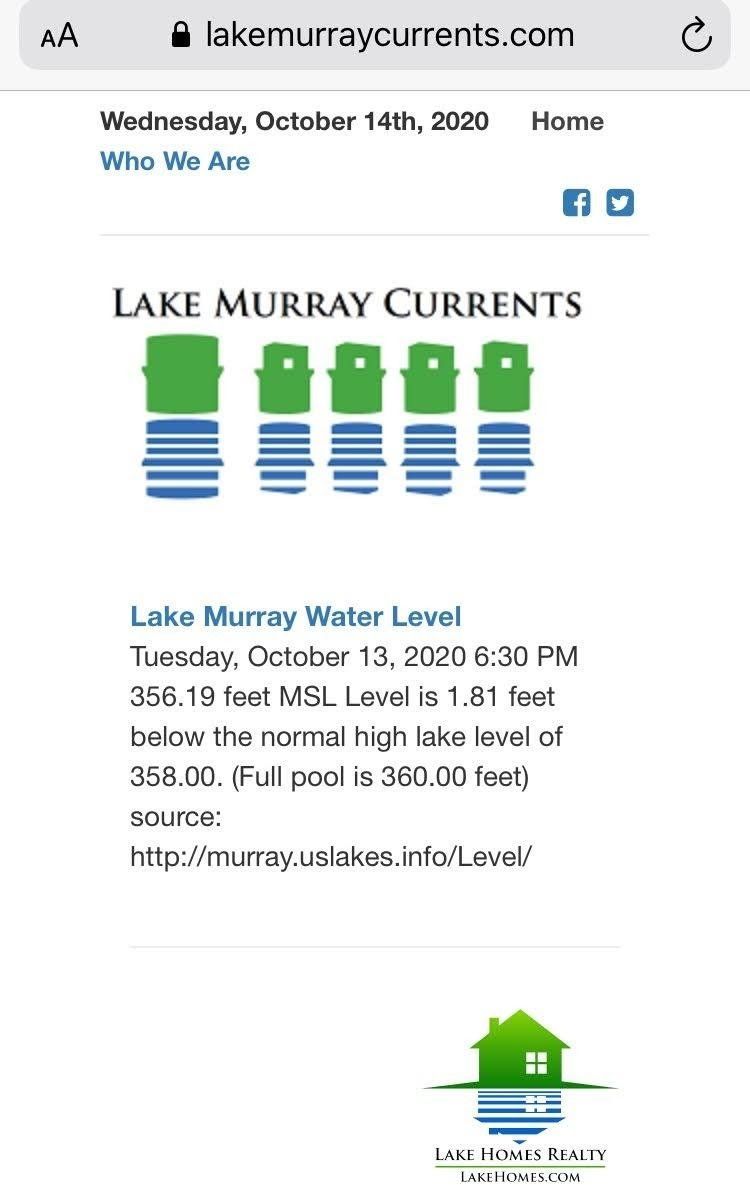 Lake Murray Currents optimized mobile site screenshot