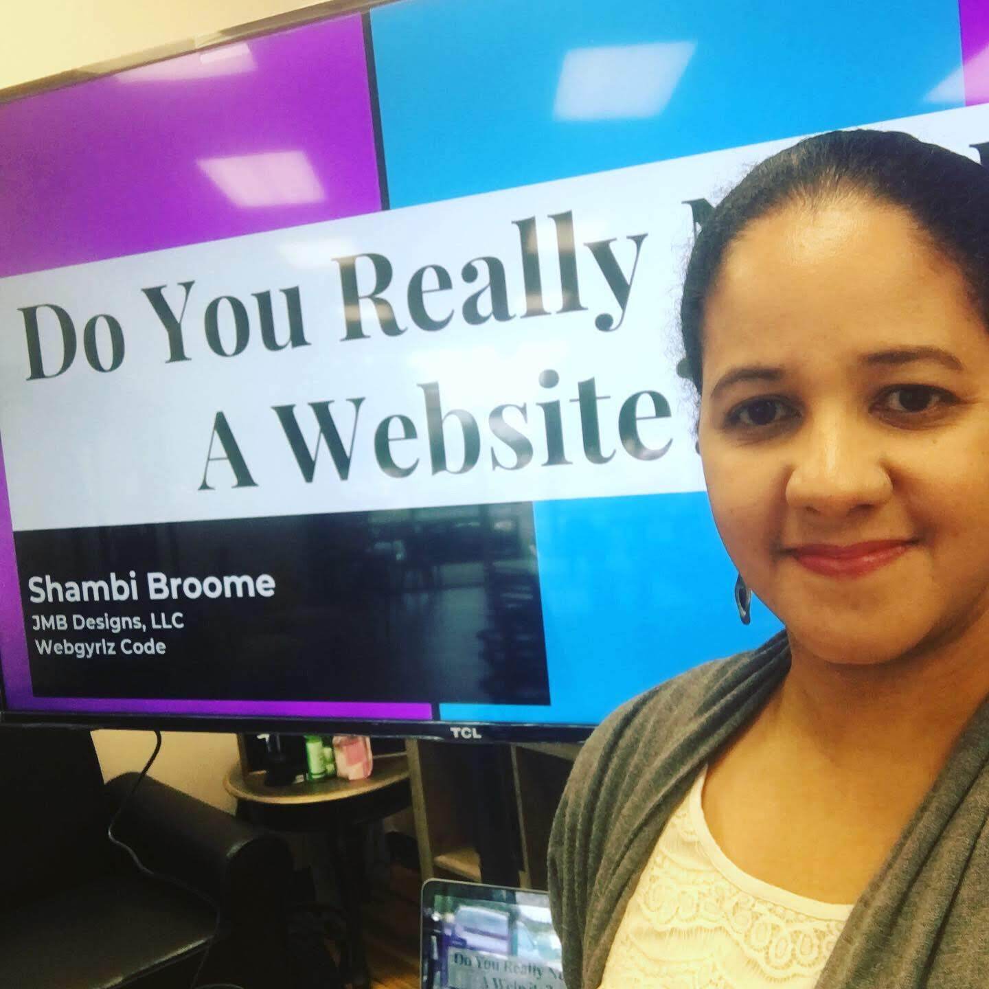 JMB Designs owner Shambi Broome, presenting at an event