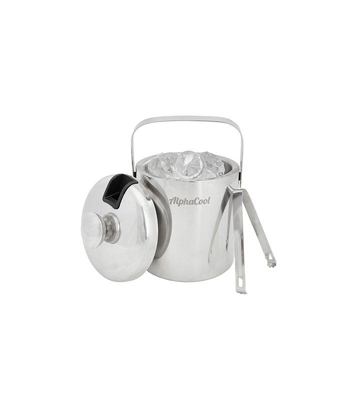 Produktfotografie Freisteller Eisbehaelter Edelstahl Kühler Eiswuerfel Zange Behaelter