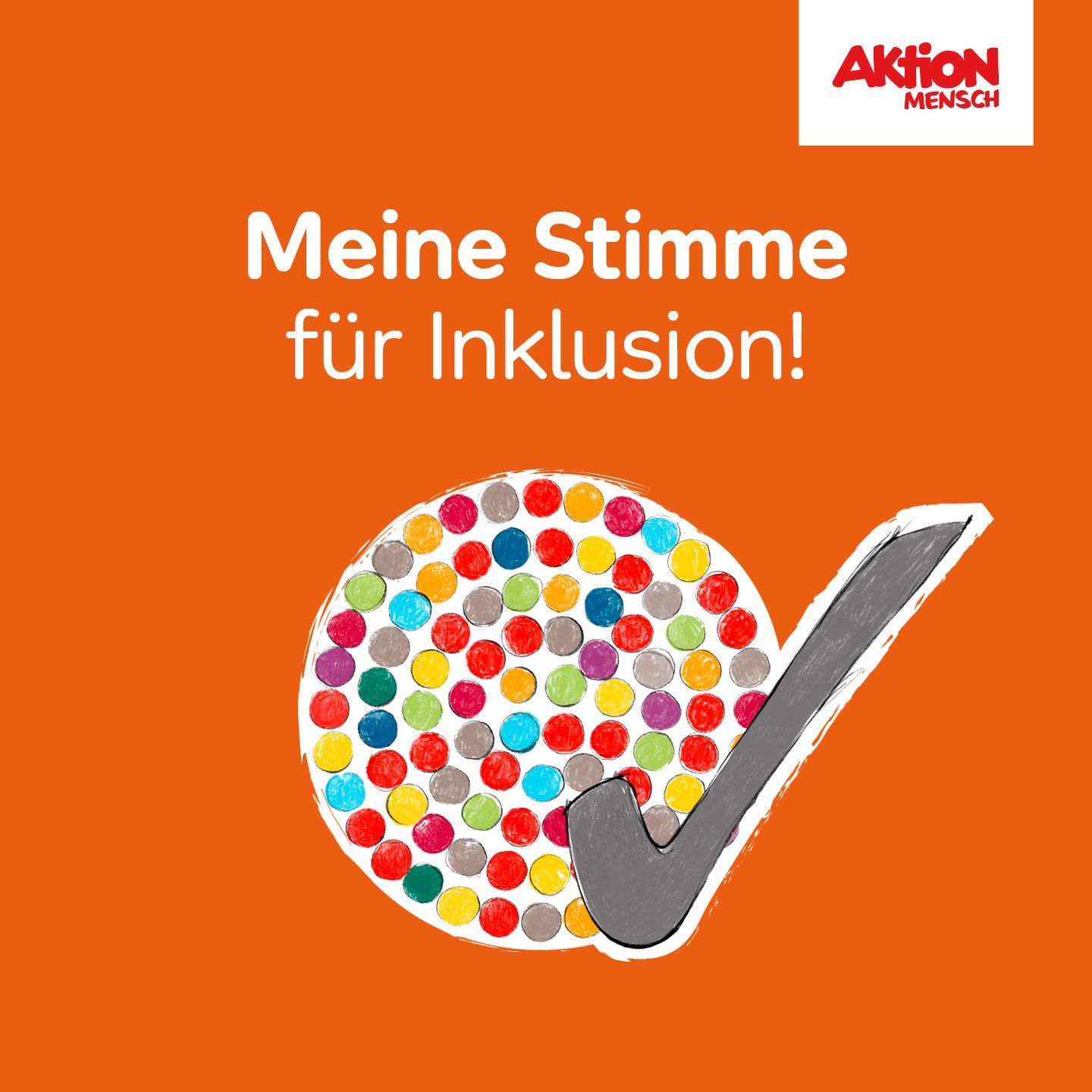 Baner der Aktion Mensch zum 5. Mai. Aufschrift: Meine Stimme für Inklusion!