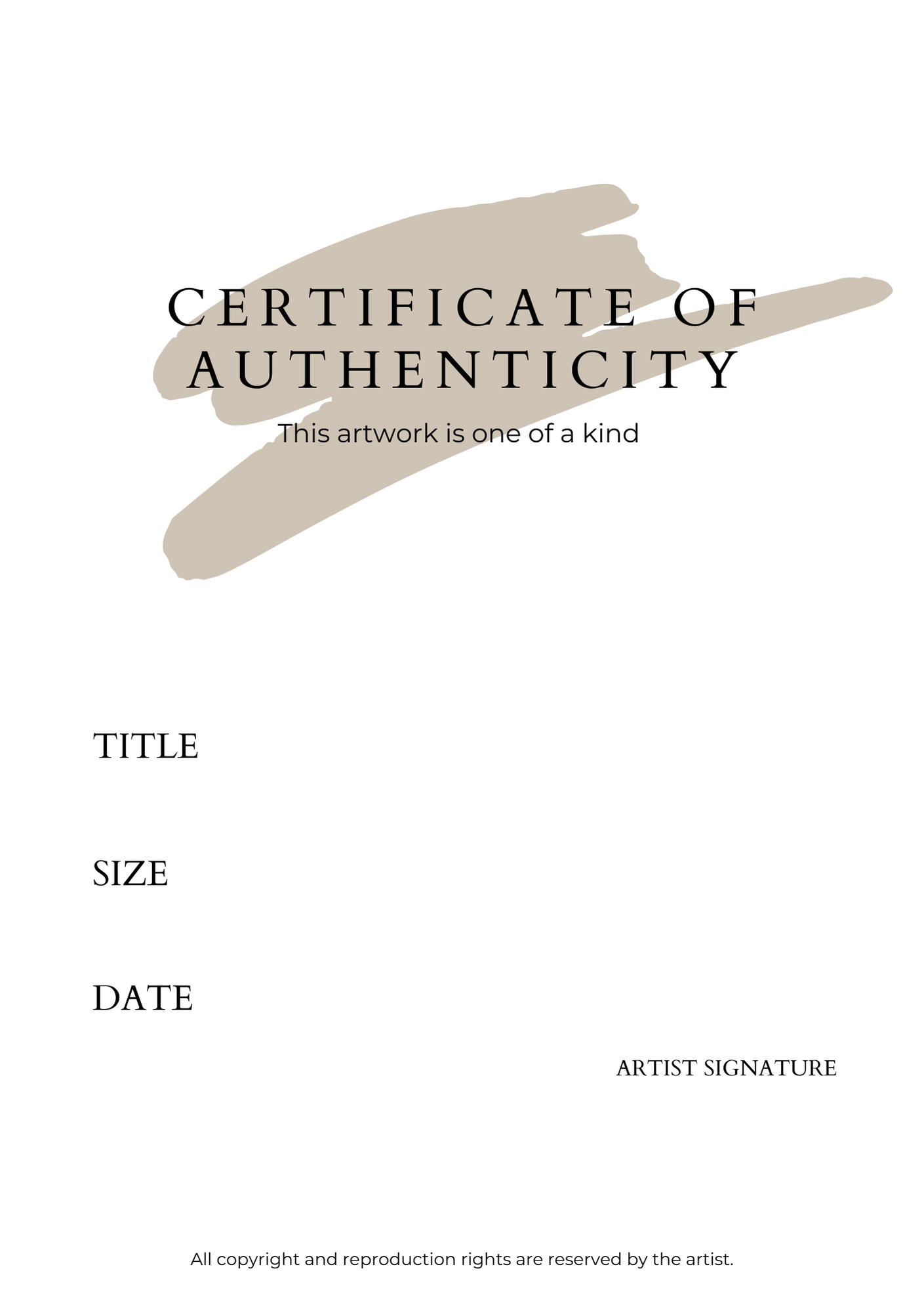 Certificate of Authenticity painting art print free