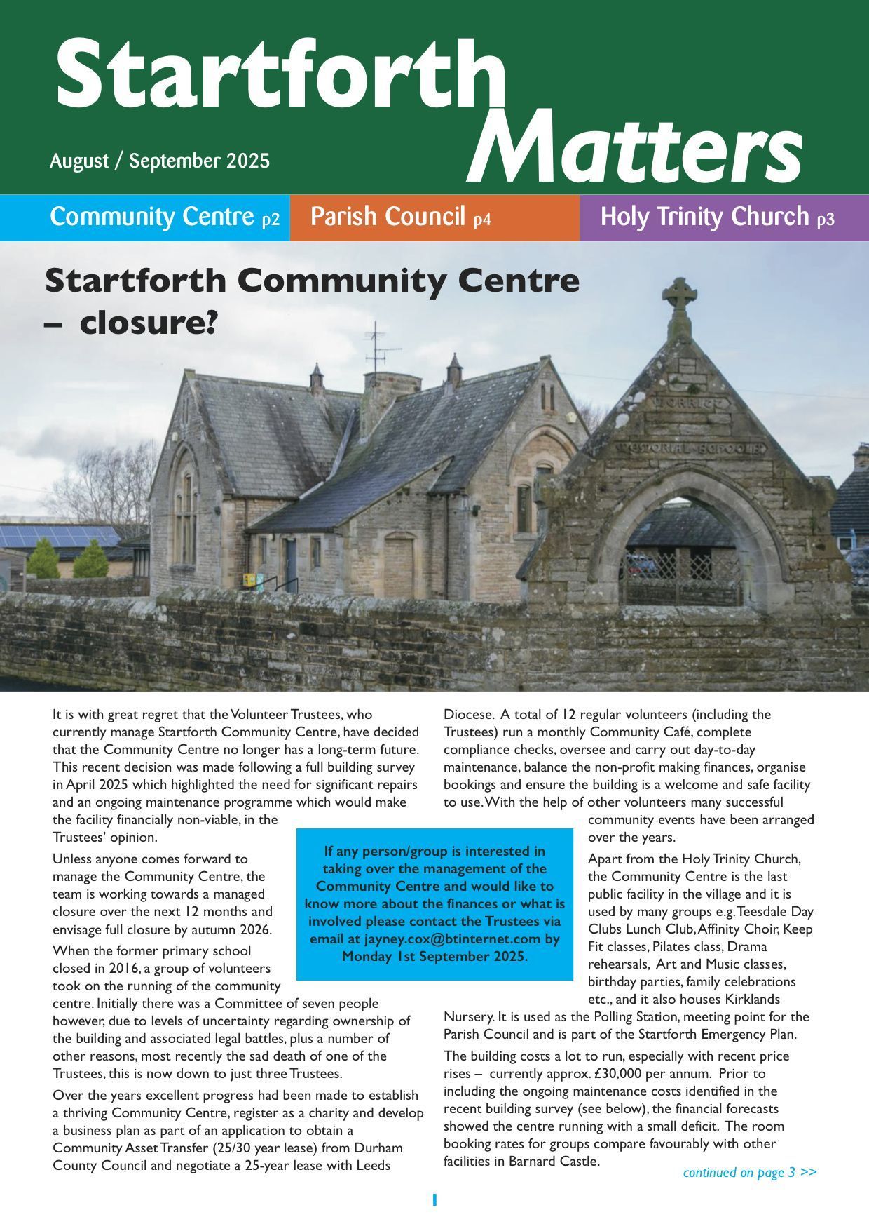 Cover of Startforth Matters - August/September 2025